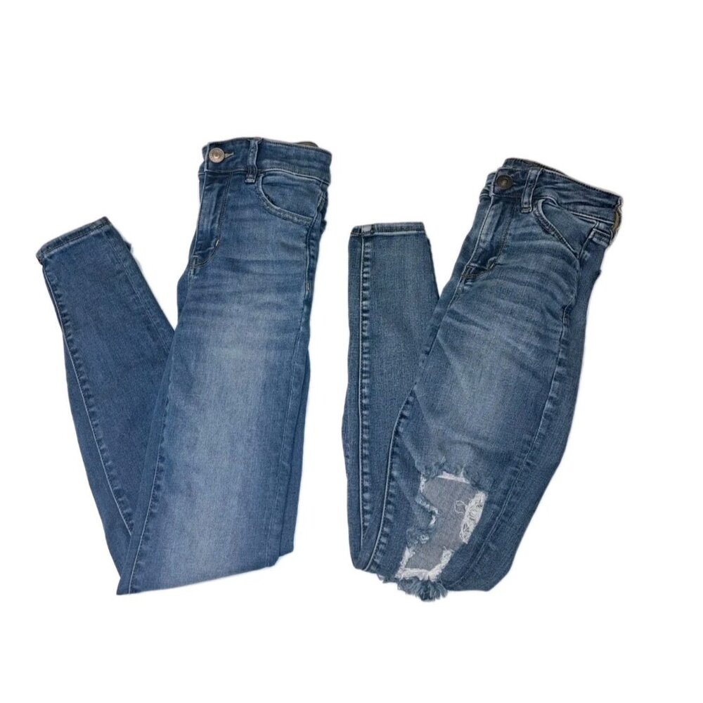 American Eagle Womens Size 0 Blue Ne(x)t Level Stretch Jegging 25x28 LOT OF TWO